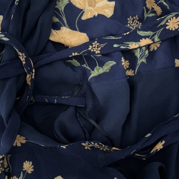 Reformation Women’s XL Winslow Floral Wrap Maxi Dress Viscose Navy Blue Kimono - Picture 4 of 11